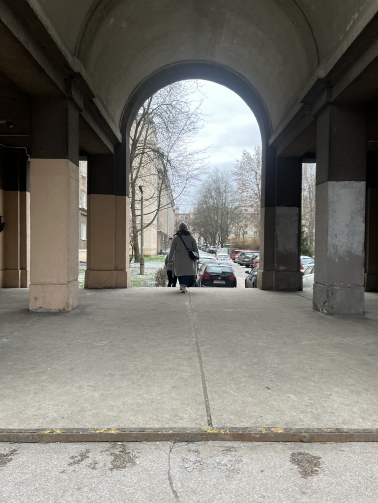 Title: Plac Centralny Nowa Huta - Description: Plac Centralny in Nowa Huta, Kraków, with socialist realist apartment blocks flanking the central green in winter