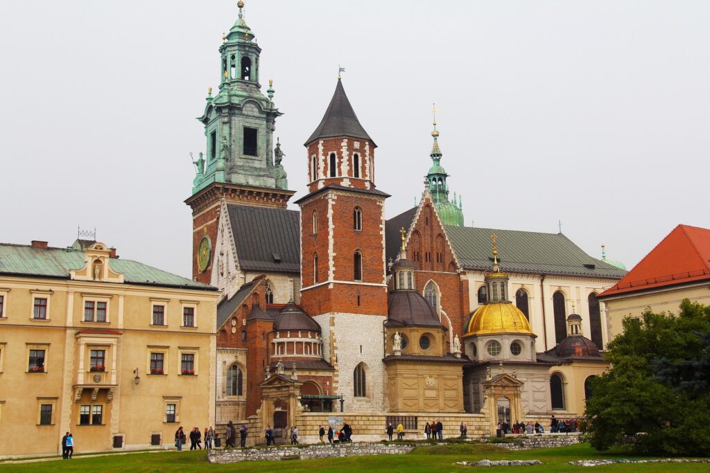 Wawel Cathedral with its golden dome and mix of architectural styles